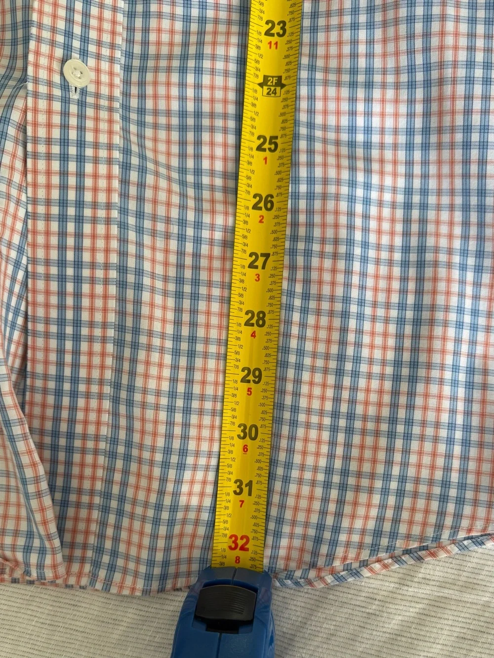 L.L. Bean Men’s Blue and Orange Plaid Button-Down Shirt - Picture 5 of 5